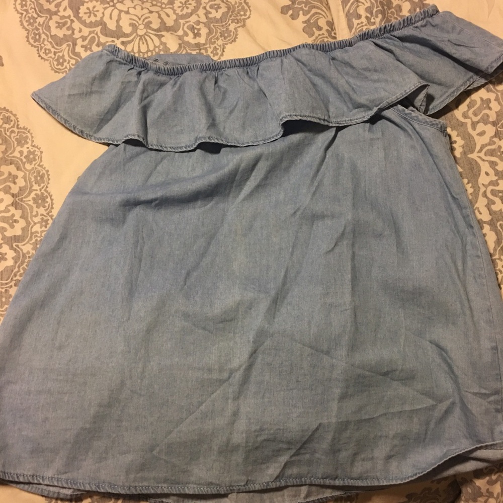 Off shoulder denim shirt large